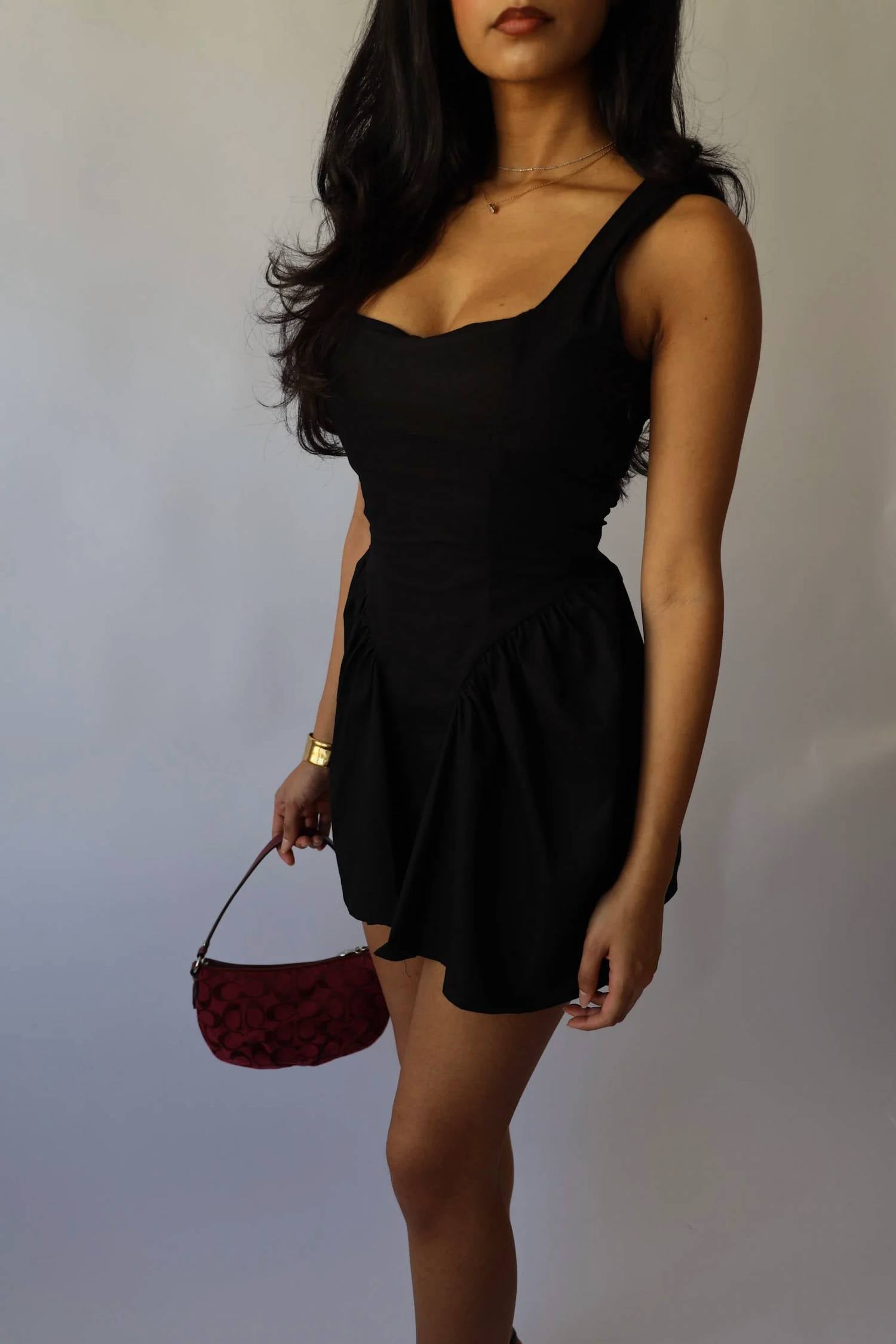 Bailey Rose - Lace Up Back Puff Skirt Mini Dress