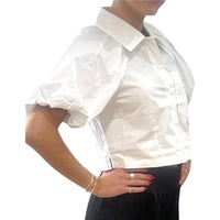 STEVE MADDEN Bubble Sleeve Cotton Crop Top in white - women's shirt - alternate view
