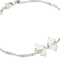 Kendra Scott Women's Blair Bow Small Chain Rhodium Bracelet in iridescent drusy - women's jewelry - detail view