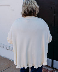 Multiples - Ruffle Hem Shawl Knit Cardigan