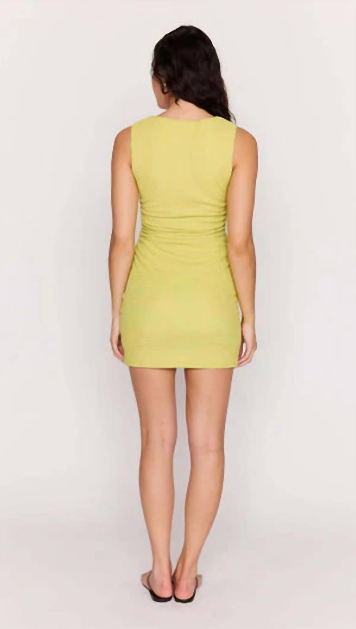 MINKPINK Soleil Mini Dress in chartreuse - women's dress - detail view