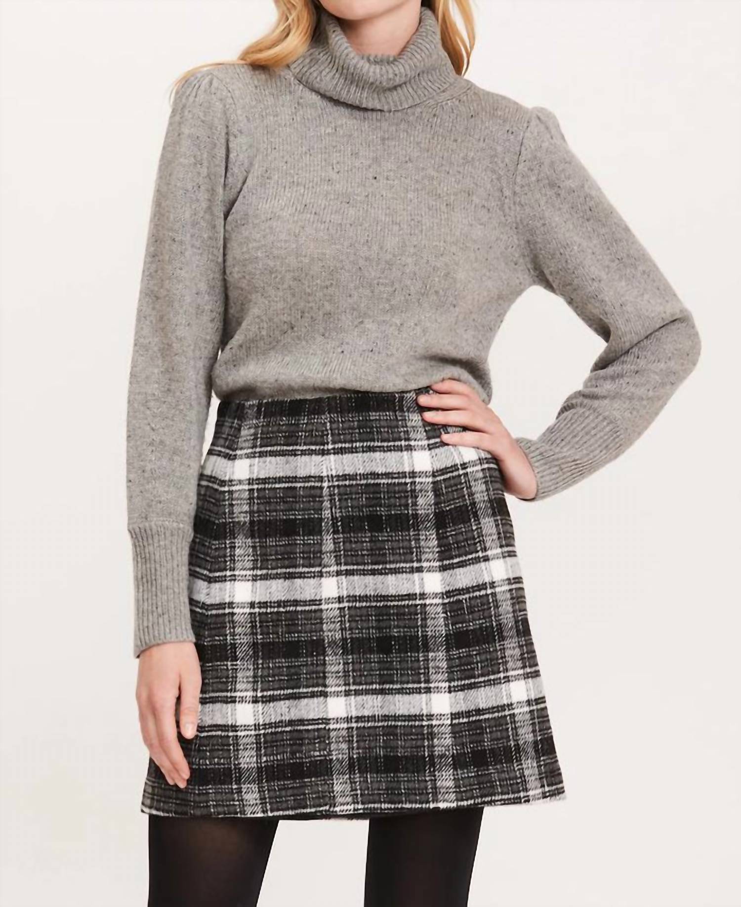Tyler Boe Plaid Short Skirt in black white - women's skirt