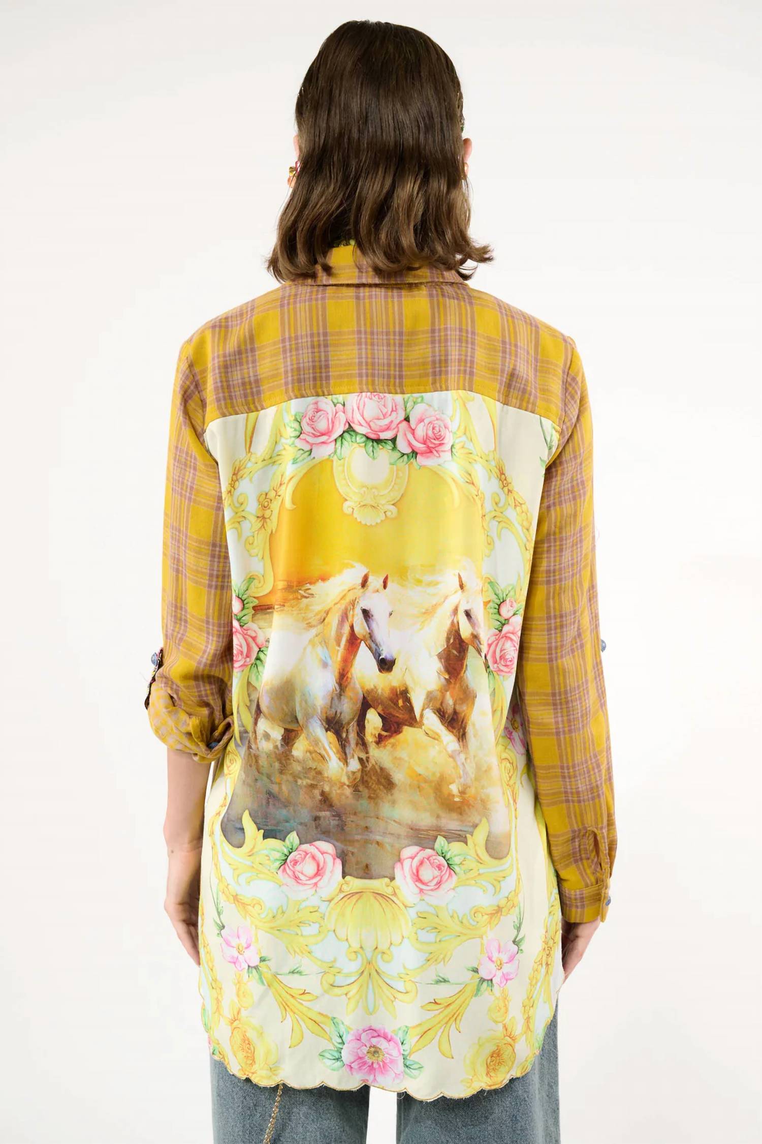 Aratta Wild Wild West Shirt in mustard ivory 1 - women's shirt - detail view
