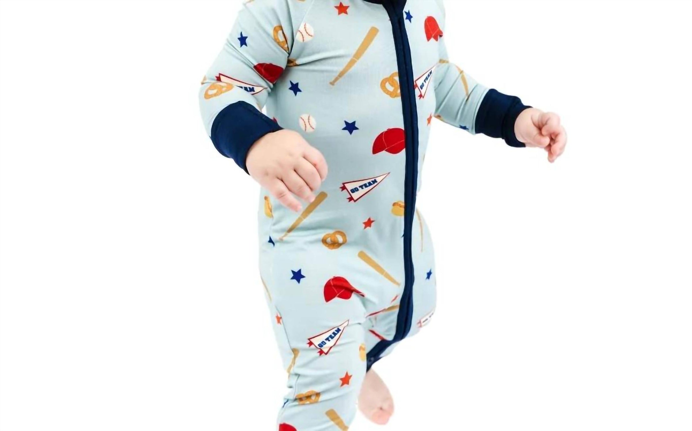 Emerson And Friends - Boy's Play Ball Baseball Bamboo Convertible Footie Romper