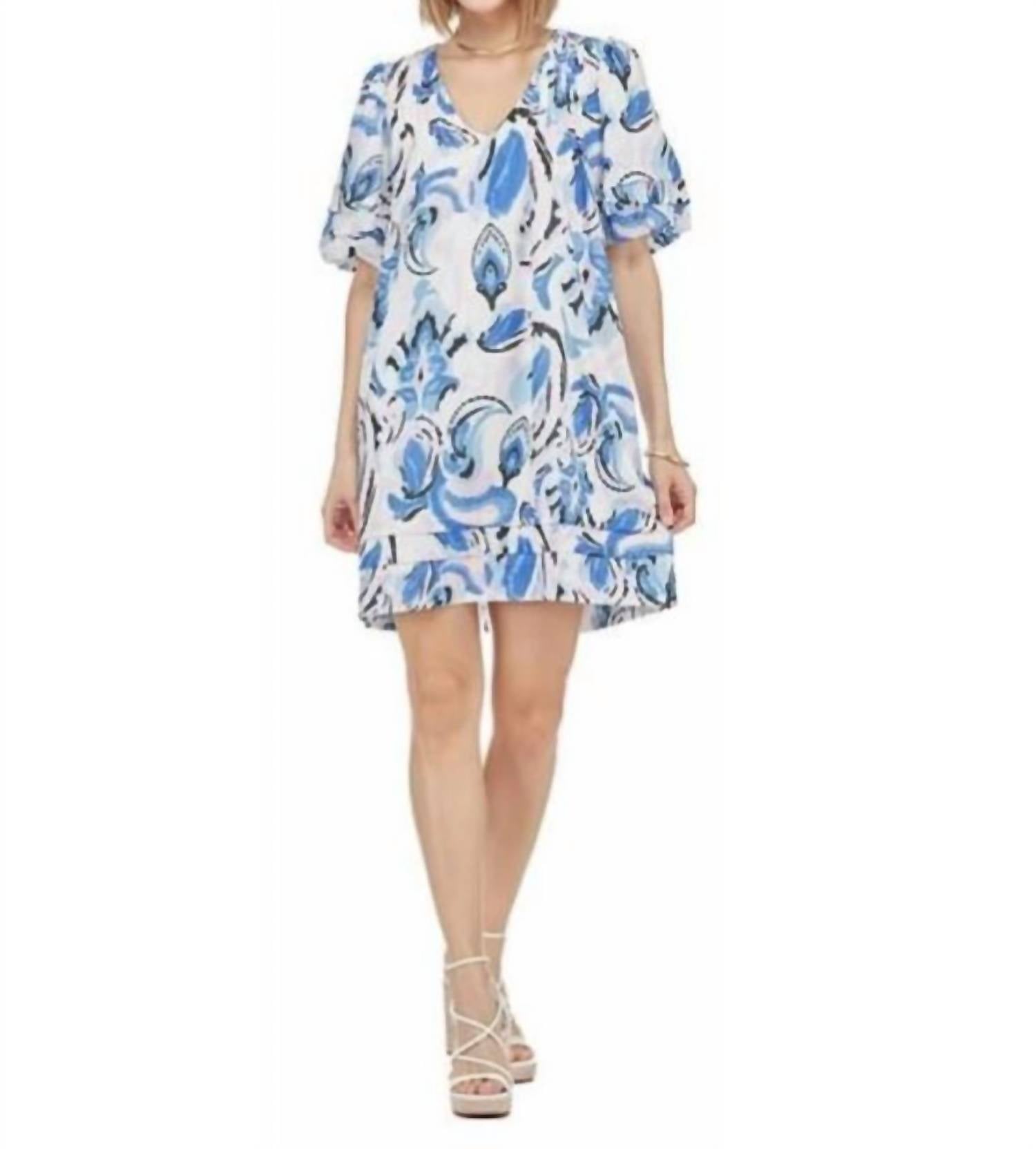 Joy Joy - Pleated Puff Sleeve Dress