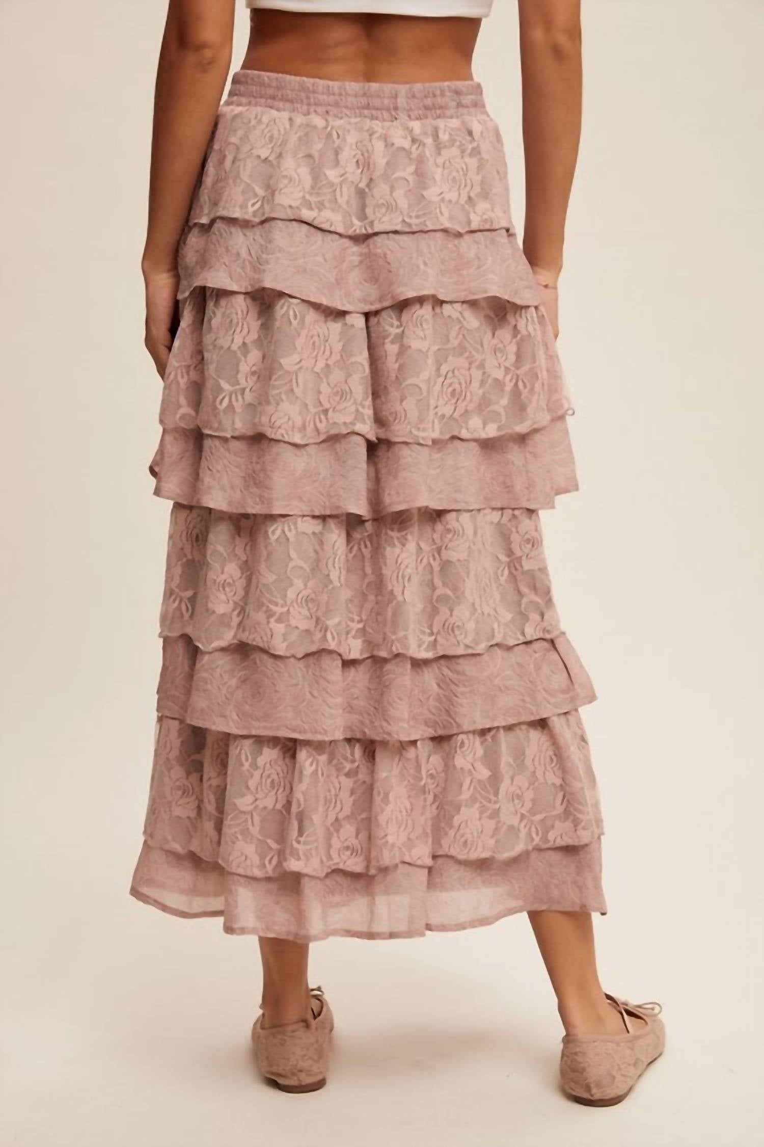 Listicle - Lace Tiered Maxi Skirt