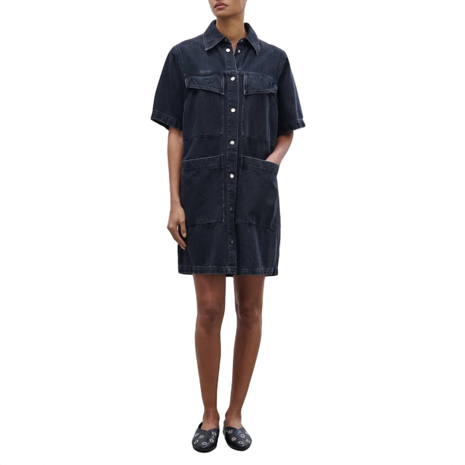 CLOSED Women's Short Denim Dress in dark grey - women's dress - view 4