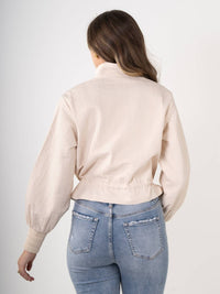 Emily McCarthy Bailey Bomber Jacket in sandshell - women's jacket - detail view