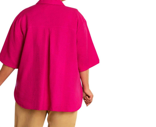 On The Plus Side - Short Sleeve Ameli Basketweave Shirt - Plus