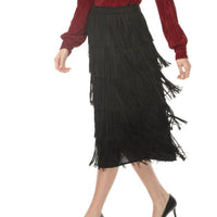 Joseph Ribkoff Black Fringe Midi Skirt - women's skirt