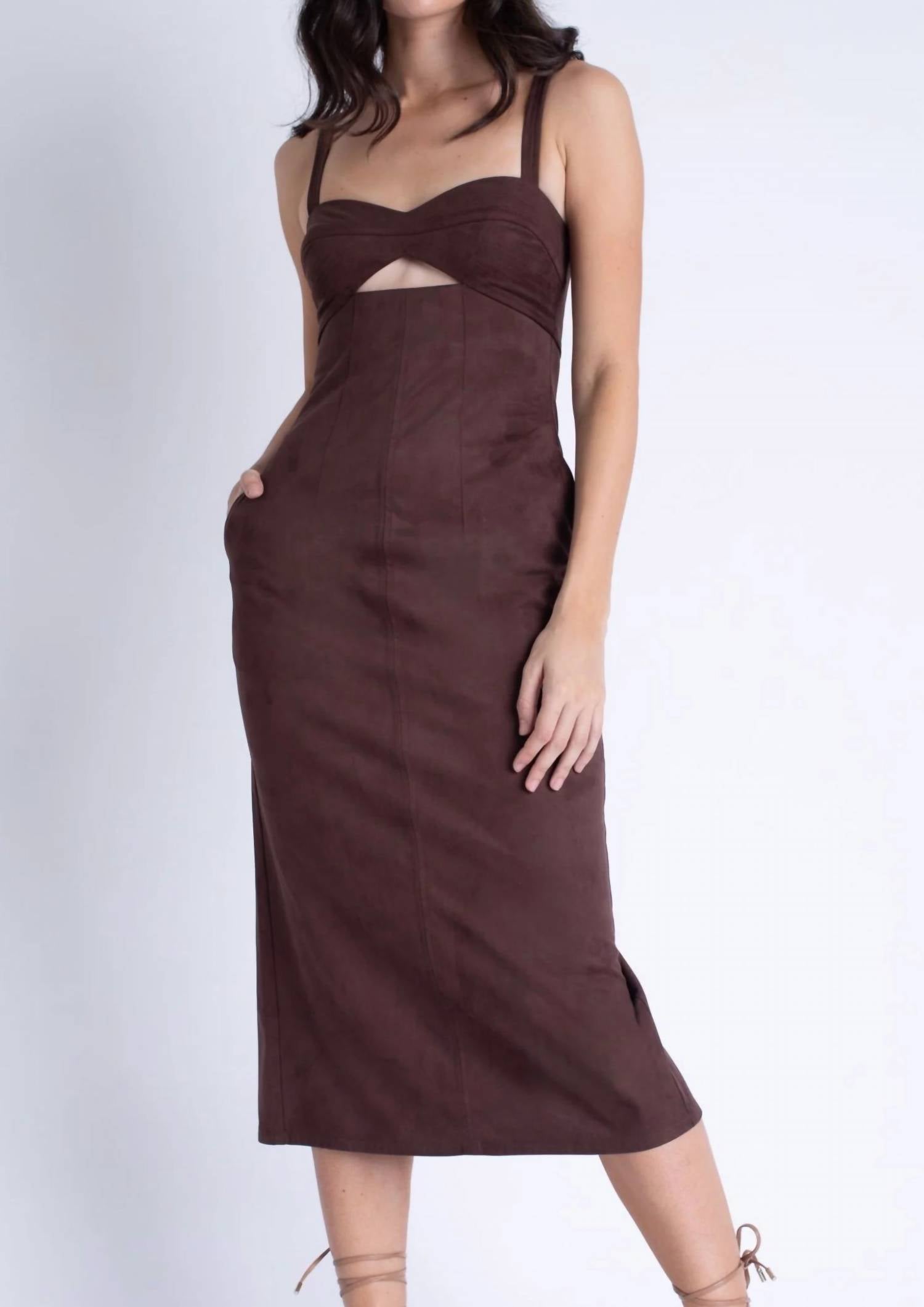 Karina Grimaldi - Olivia Suede Cutout Midi Dress