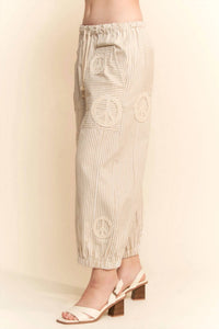 Davi & Dani - Peace Sign Pinstripe Palazzo Pants