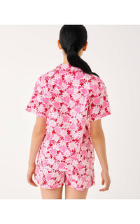 Lilly Pulitzer Mari Pajama Button-up Top in coconut dear heart - women's intimate - detail view
