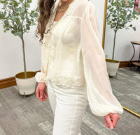 Sunday Edition - Embroidered Chiffon Blouse