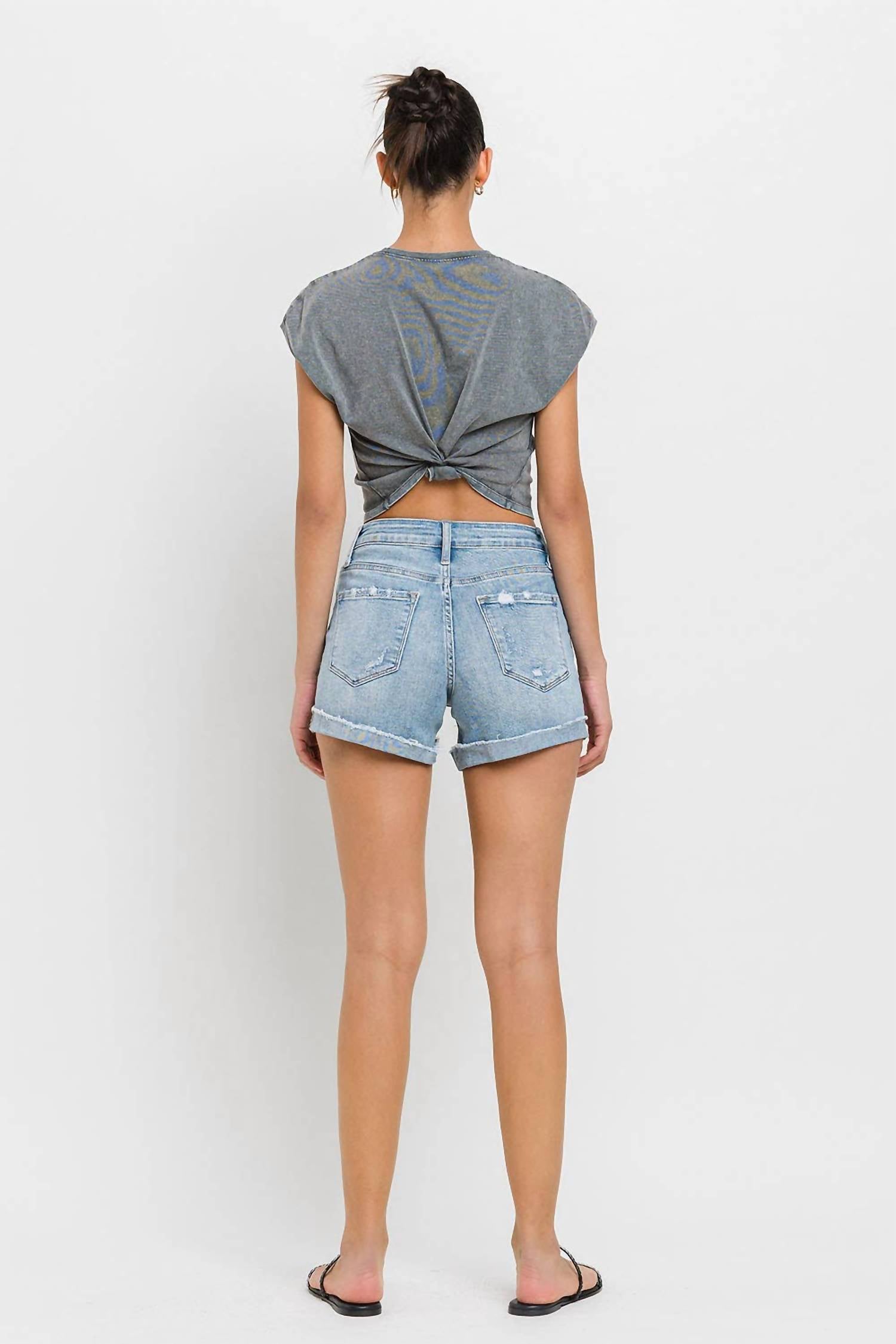 Vervet By Flying Monkey - Louie High Rise Cuffed Stretch Shorts