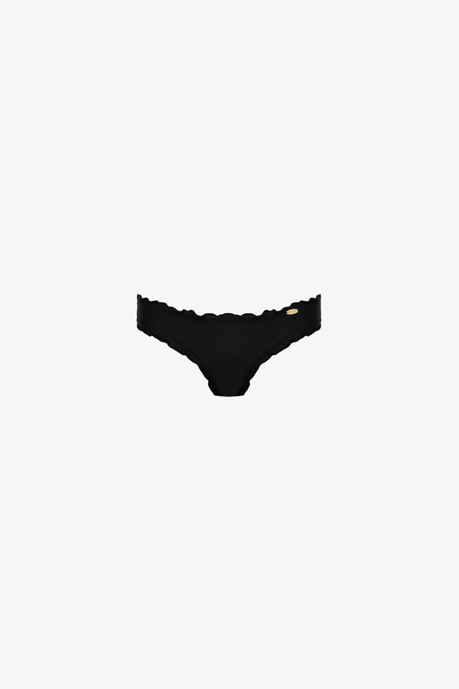Luli Fama Cosita Buena Wavey Full Ruched Back Bikini Bottom in black - women's swimwear - view 4