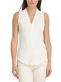 Iris Setlakwe - Matte Jersey Sleeveless Pleated V-neck Top