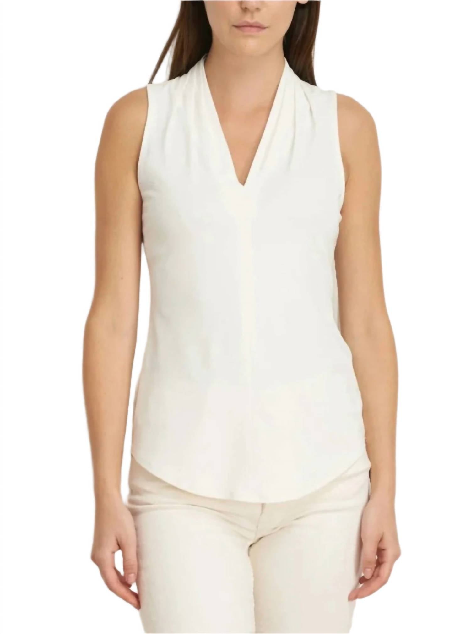 Iris Setlakwe - Matte Jersey Sleeveless Pleated V-neck Top
