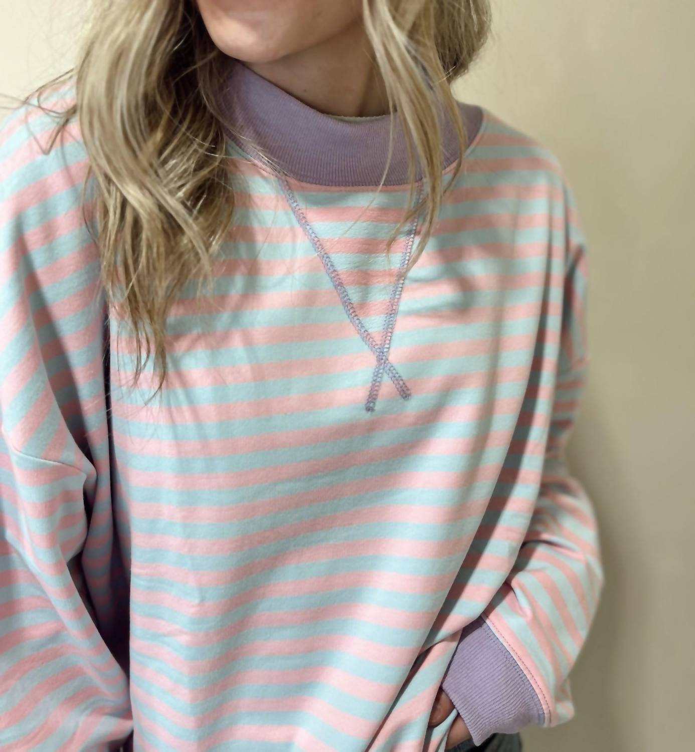 Day + Moon - Stella Stripe Mock Neck Sweater