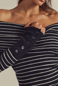 Free People Evergreen Sweater in black white - women's sweater - view 4