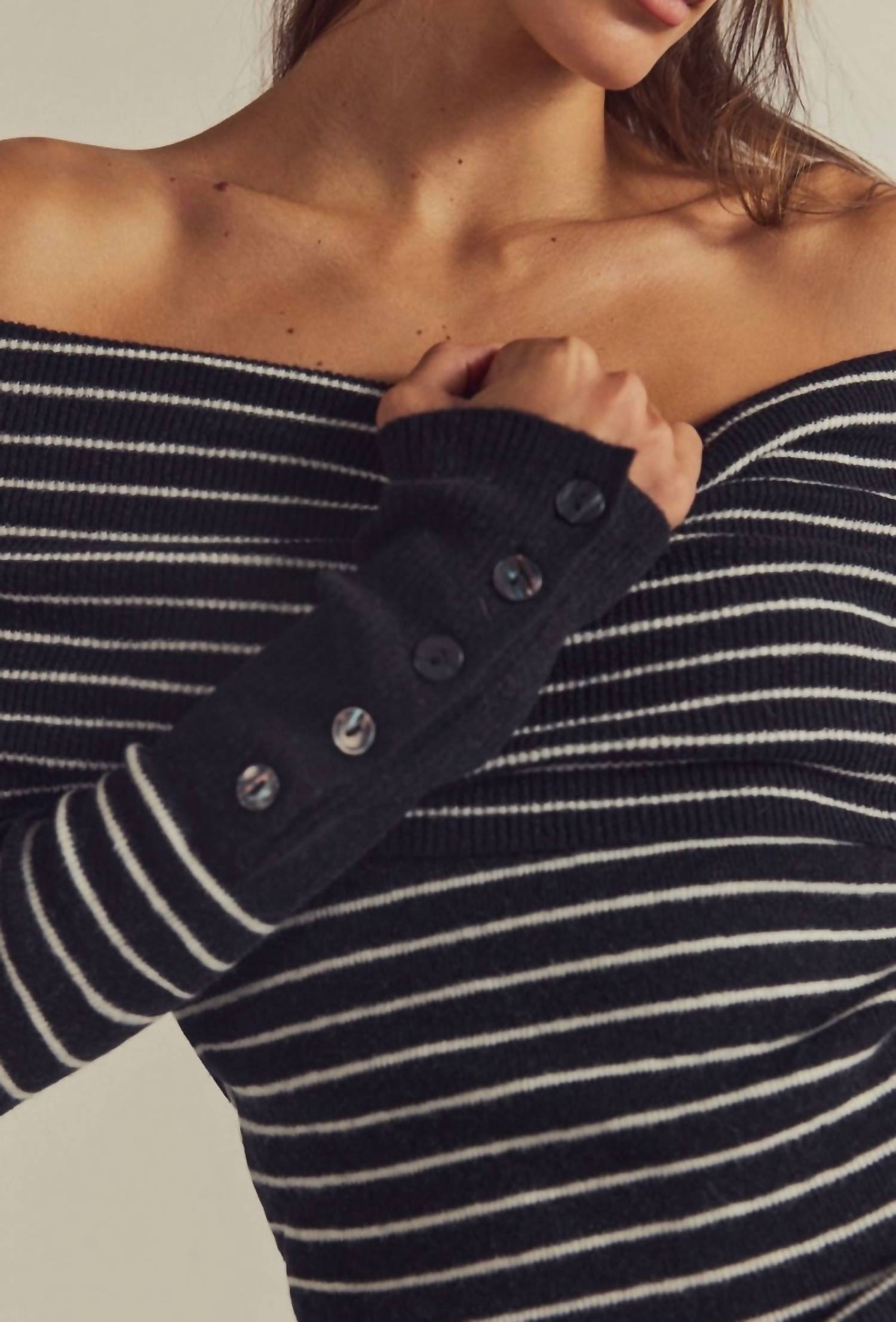 Free People Evergreen Sweater in black white - women's sweater - view 4
