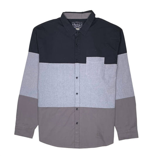 R.Sole - MEN'S TRI-COLOR BLOCK LS BUTTON-UP SHIRT
