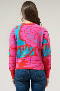 Sugarlips - Zinnia Floral Gathered Shoulder Sweater