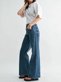 Mica Denim - High Rise Wide Leg Side Panel Jeans