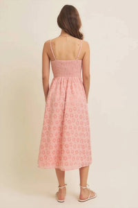 In February - Sweetheart Floral Laser Cut Gingham Midi Dress