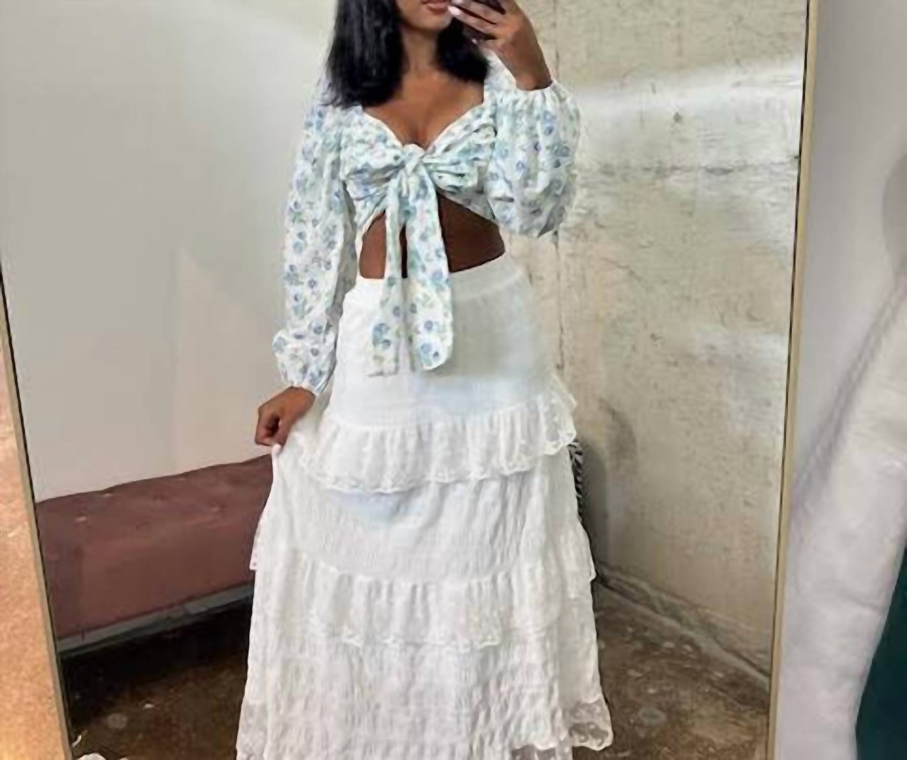 Mable - Long Sleeve Tie-front Top