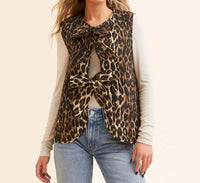 Veveret - Animal Print Quilt Ribbon Tie Vest