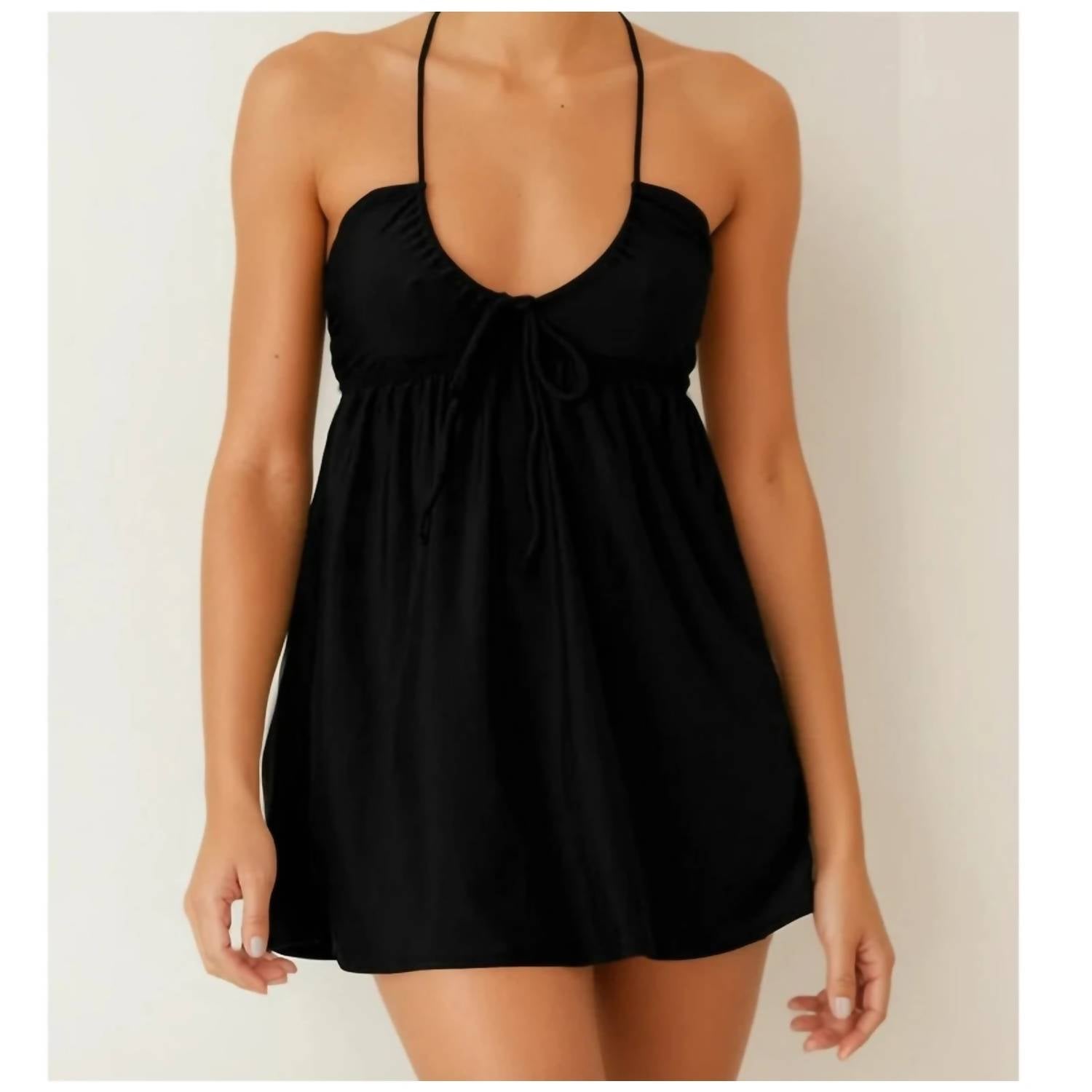Salt + Cove Halter Cover Up Mini Dress in black - women's swimwear