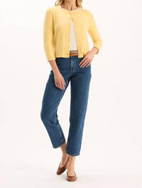 Tyler Boe Marni Cashmere Long Sleeve Cardigan in yellow - women's cardigan - alternate view