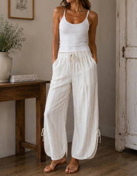 Cozy Co. - Striped Chinched Leg Pant
