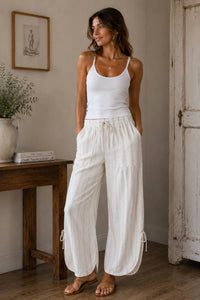 Cozy Co. - Striped Chinched Leg Pant