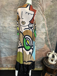 Vanite Couture Women's Picasso Mix Abstract Dress in green mocha - women's dress - view 5