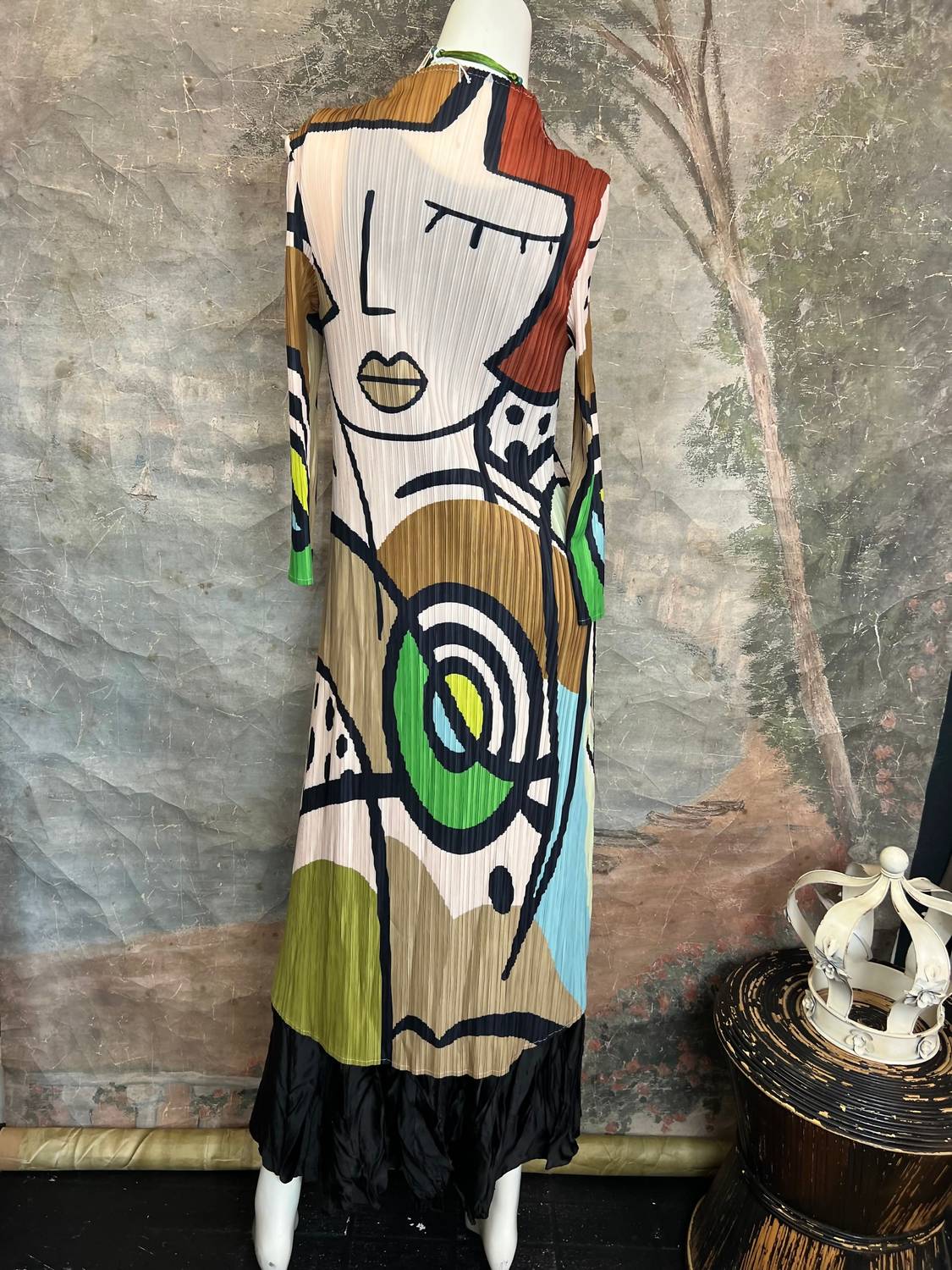 Vanite Couture Women's Picasso Mix Abstract Dress in green mocha - women's dress - view 5
