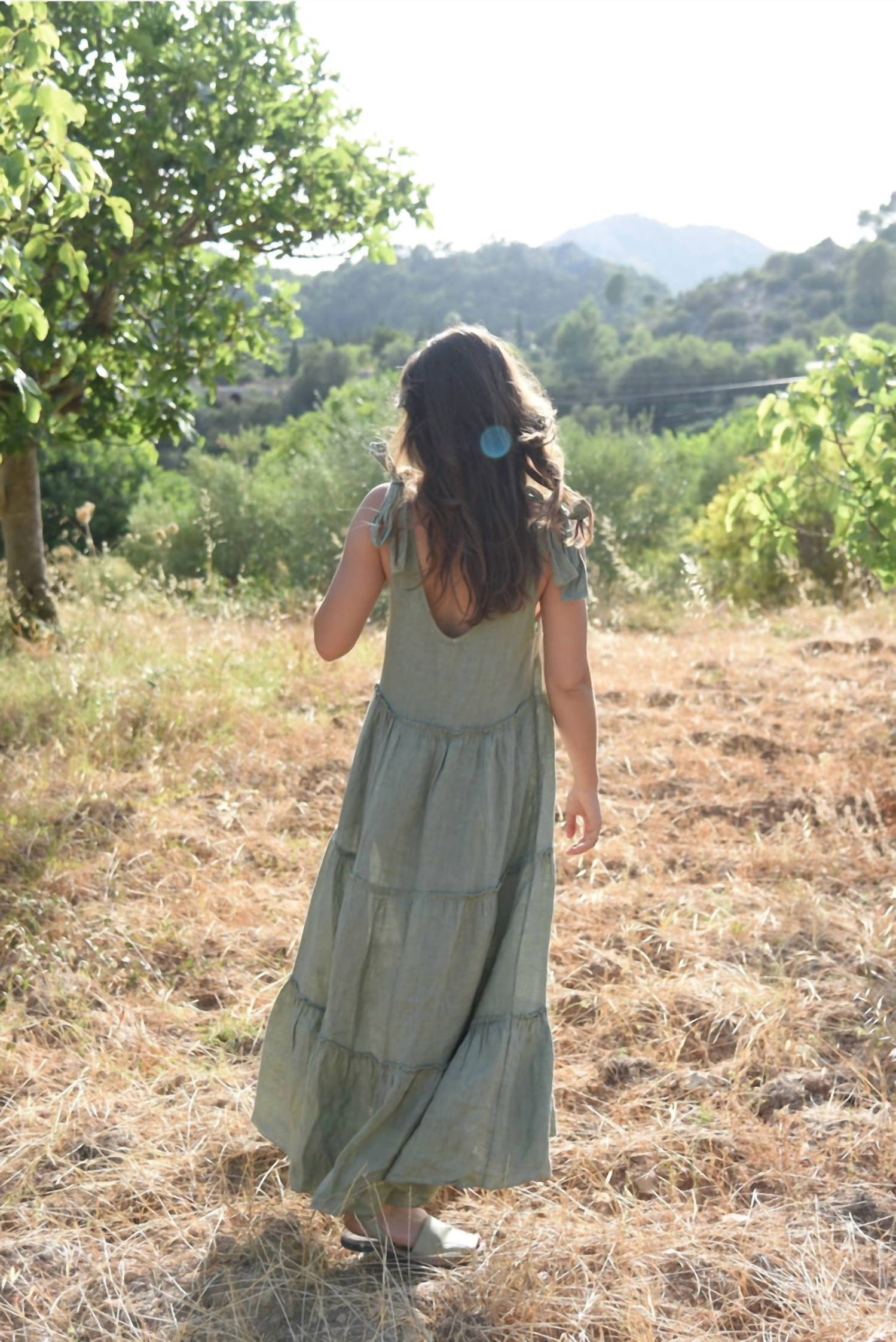 Beachwood Baby - Summer Backless Loose Ruffled Hem Maxi Dress