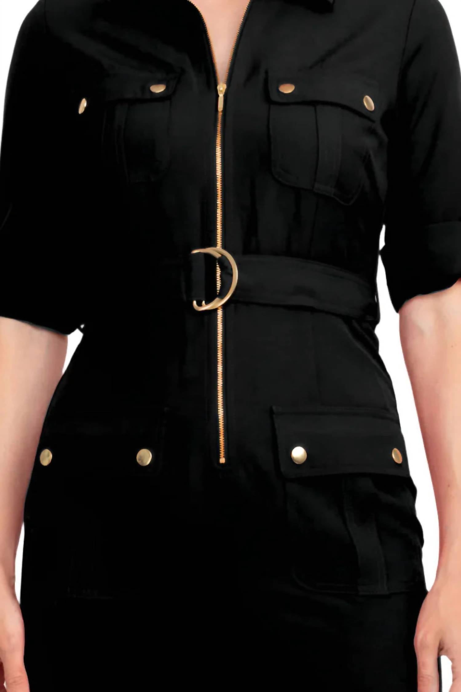 Sharagano - Collared Belted Dress