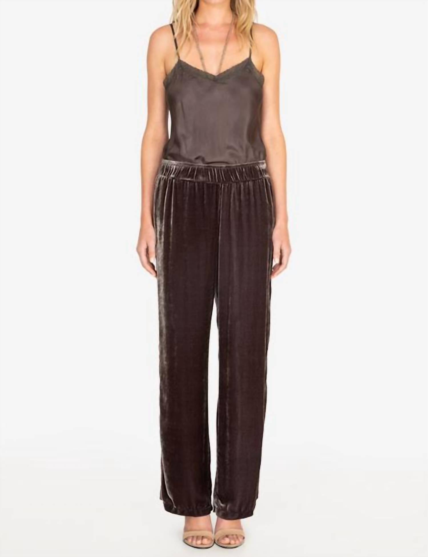Johnny Was Ravi Wide Leg Velvet Pant in graphite - women's pants