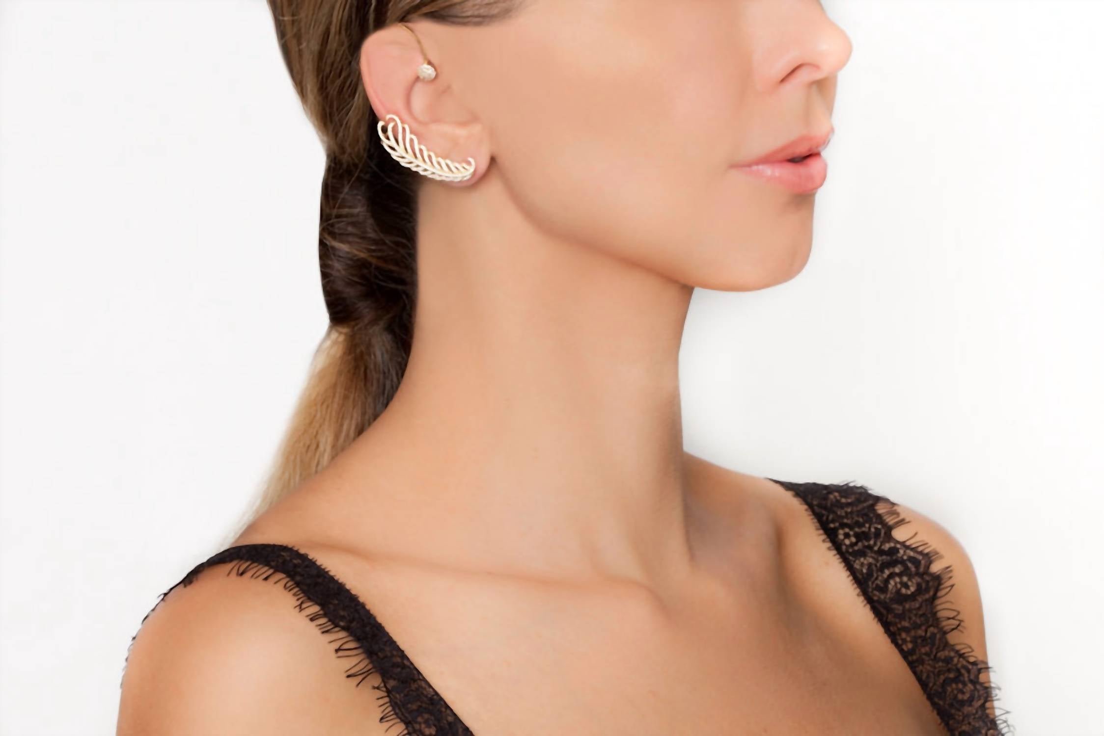 Avenue Chic - Women's Wing Ear Climber Earrings