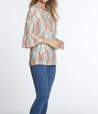 Multiples - Flounce Sleeve Chevron Knit Top