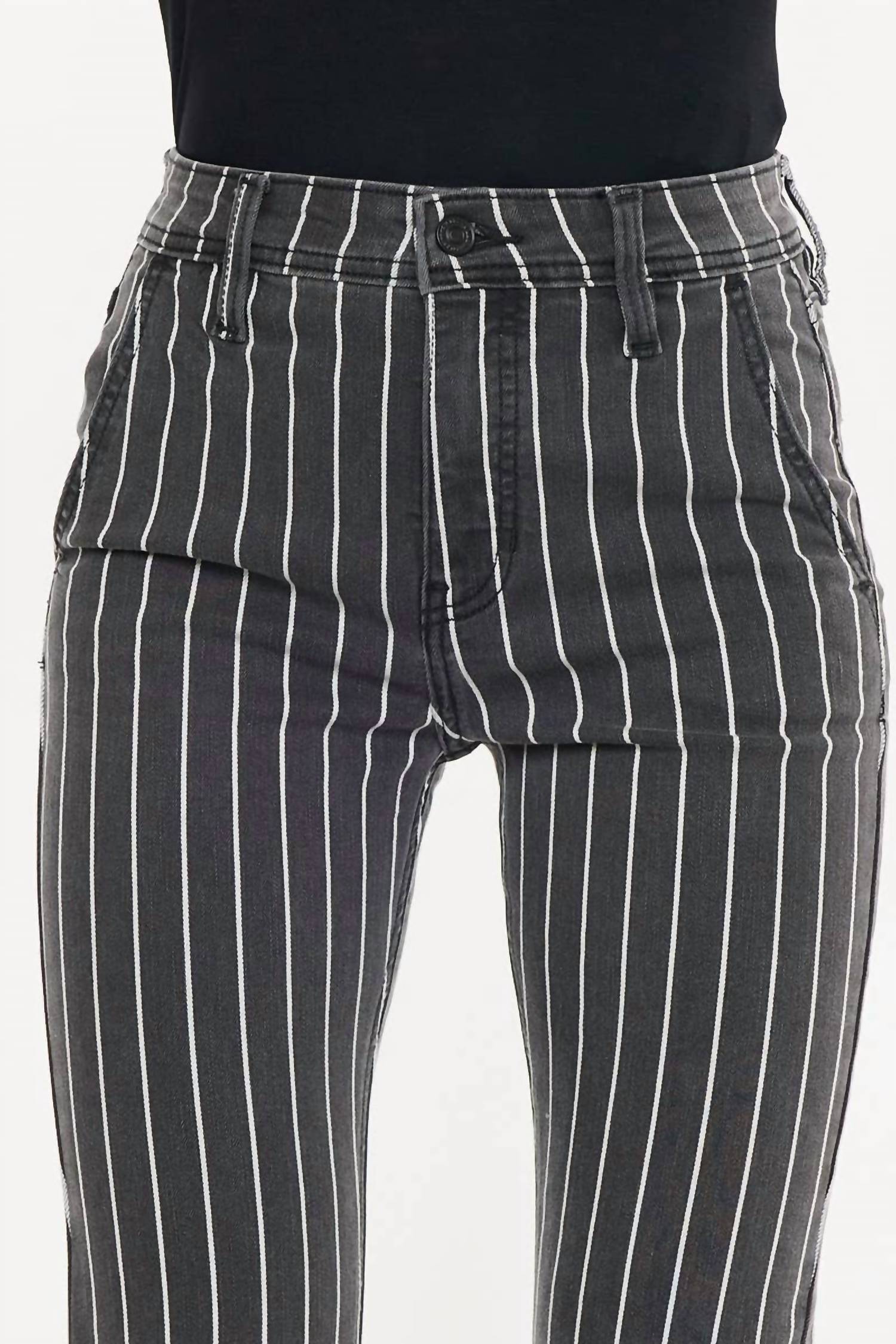 Kancan - Stripe Pants With Frayed Hem