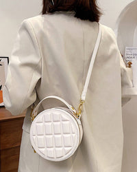 Accity - Waffle Pattern Round Canteen Crossbody Bag