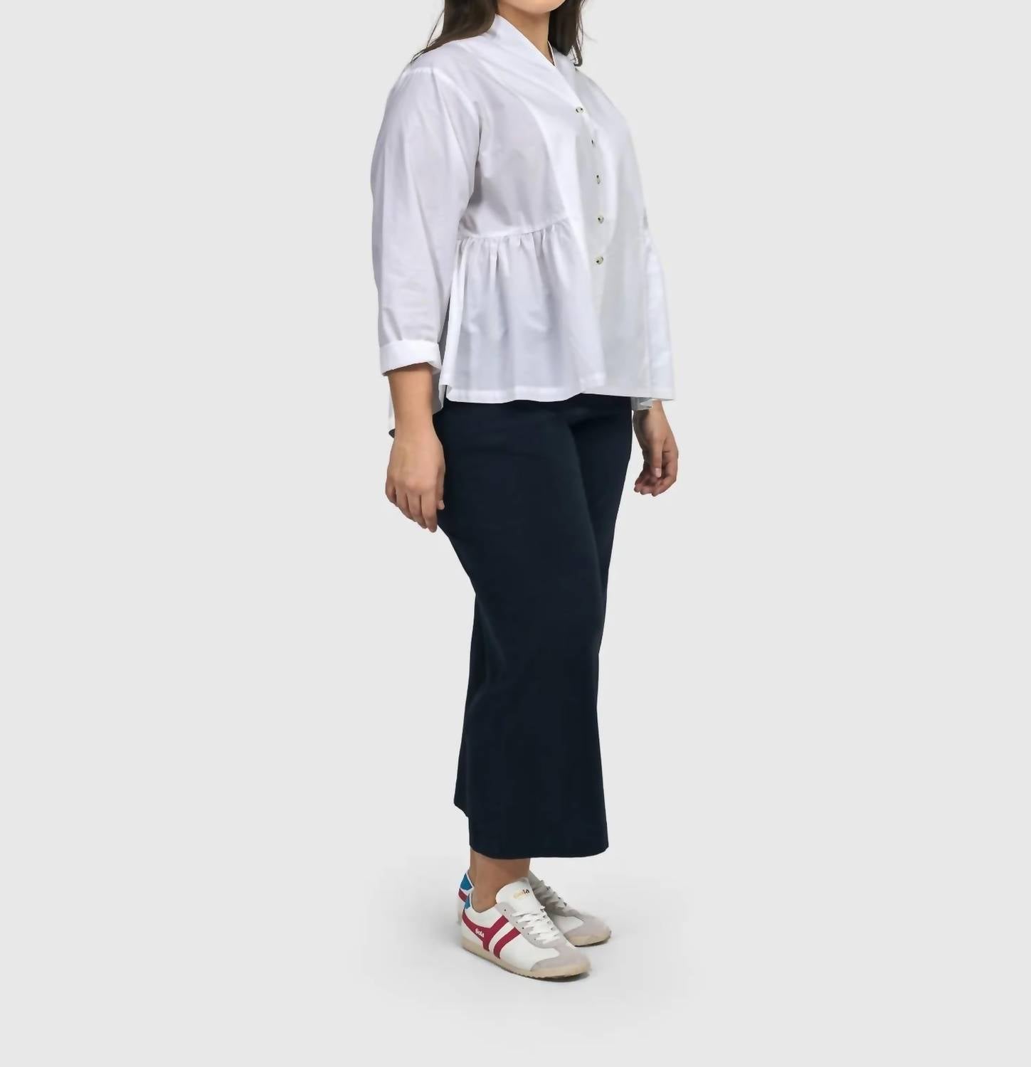 ALEMBIKA Addison Peplum Blouse in white - women's blouse - view 9
