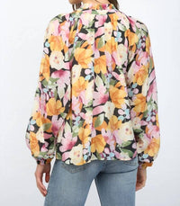Fate - Bold Floral Ruffled High Neck Blouse