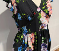Emerald Collection - Floral Bulgari Deep V Neckline Swing Dress