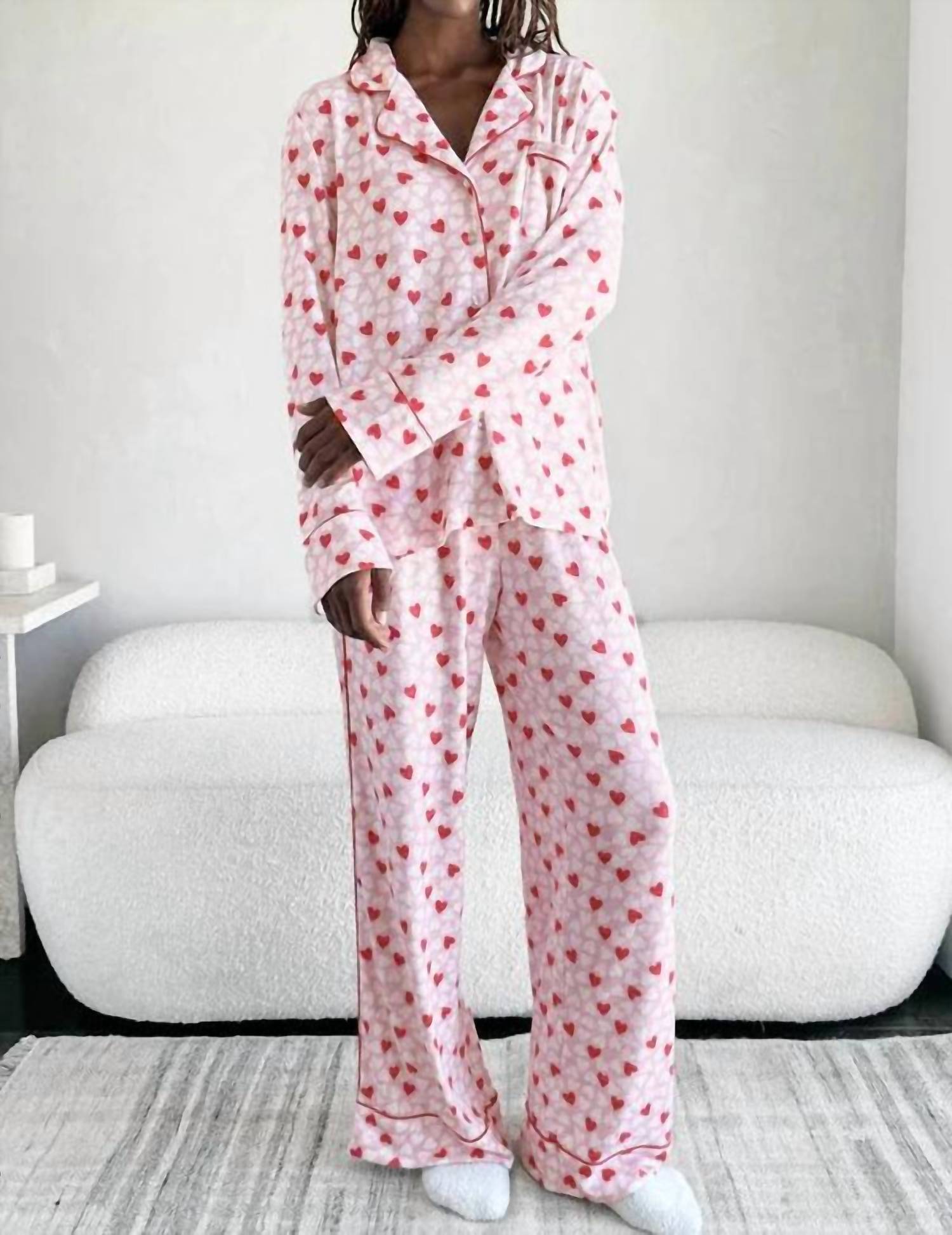 Splendid Candy Heart Pajama Set in pink - women's sleepwear