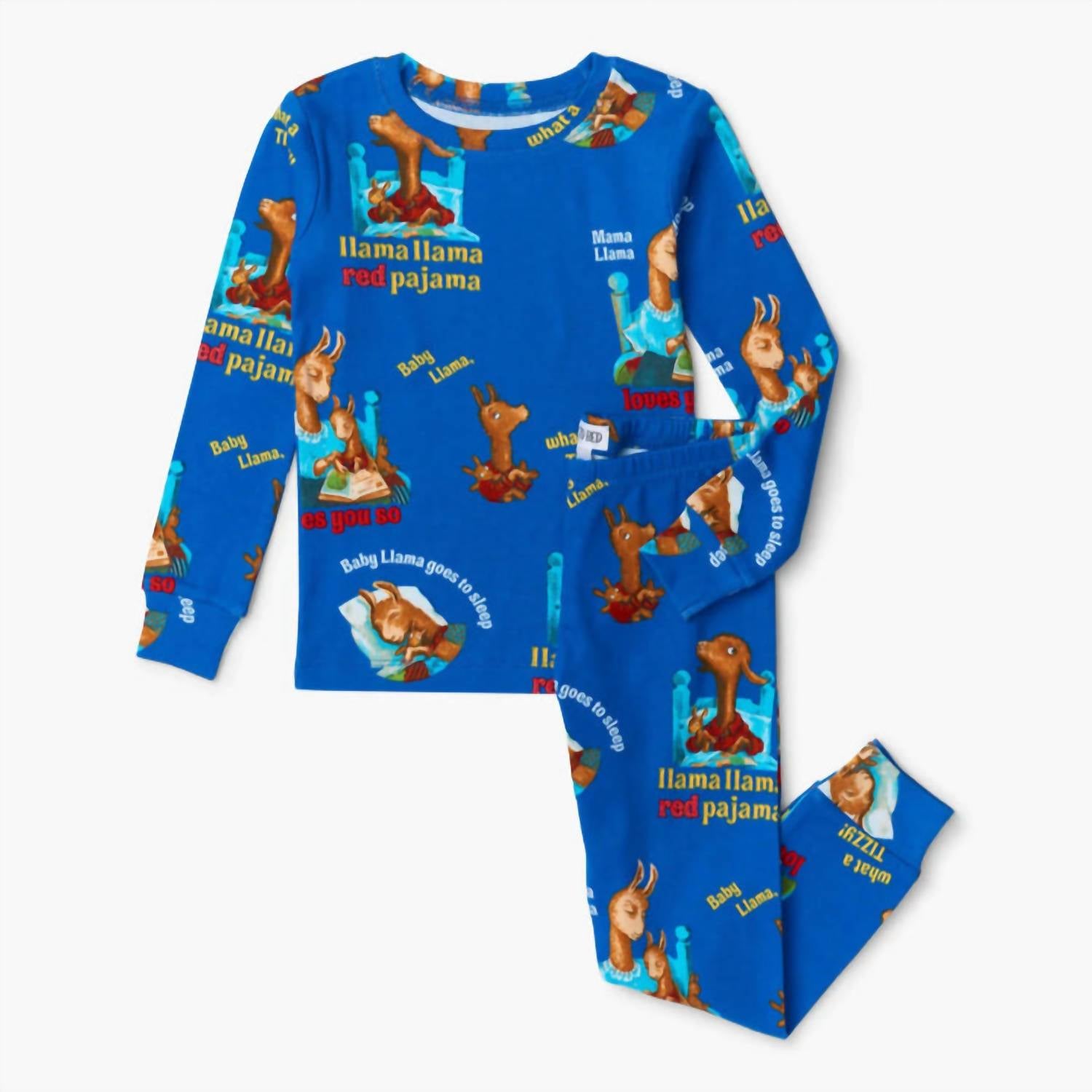 Books To Bed Boy's Llama Llama Pajama Set And Book in blue - kids' sleepwear - detail view