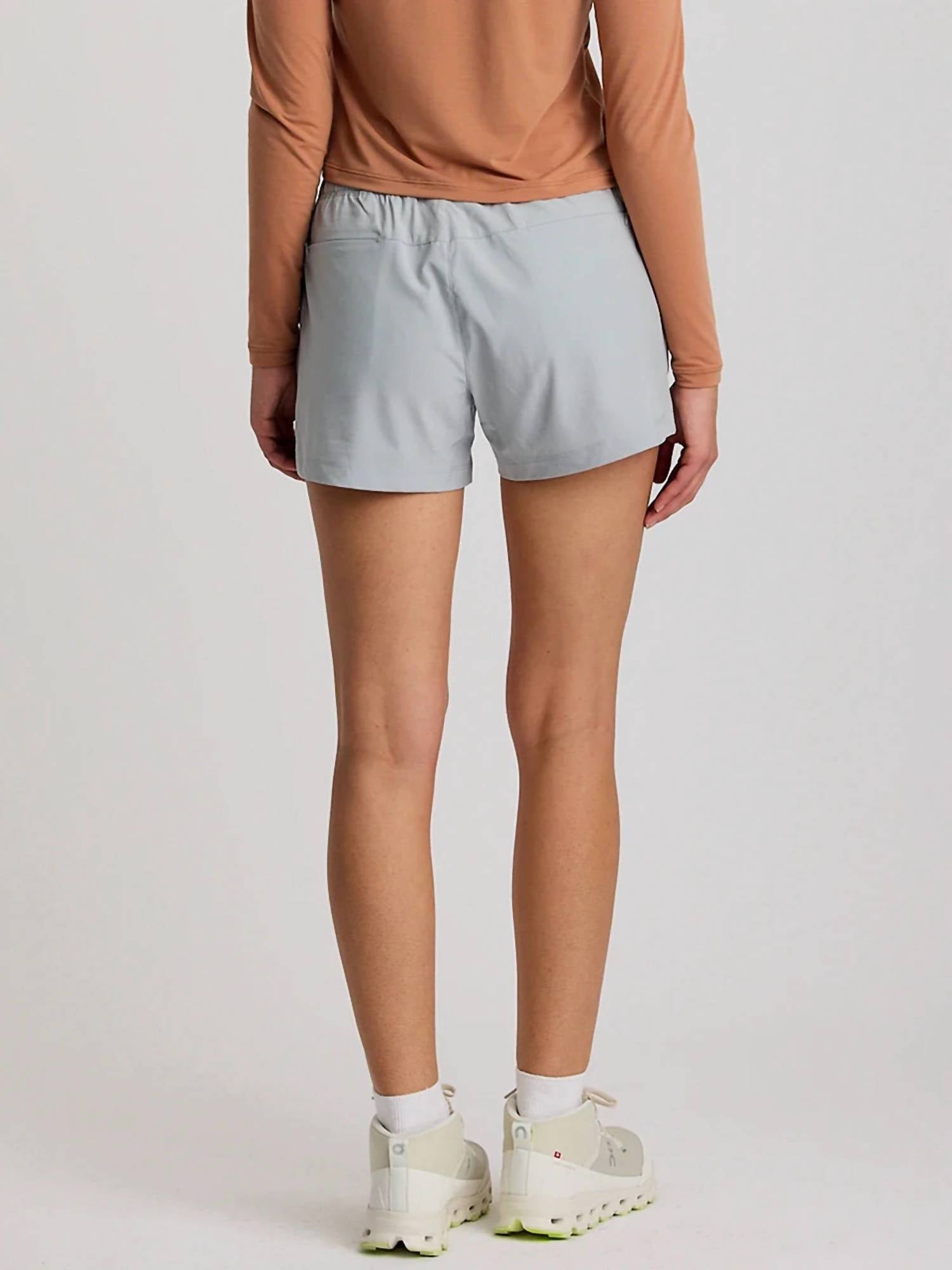 FREE FLY Women's Pull On Breeze Short in aspen grey - women's shorts - detail view